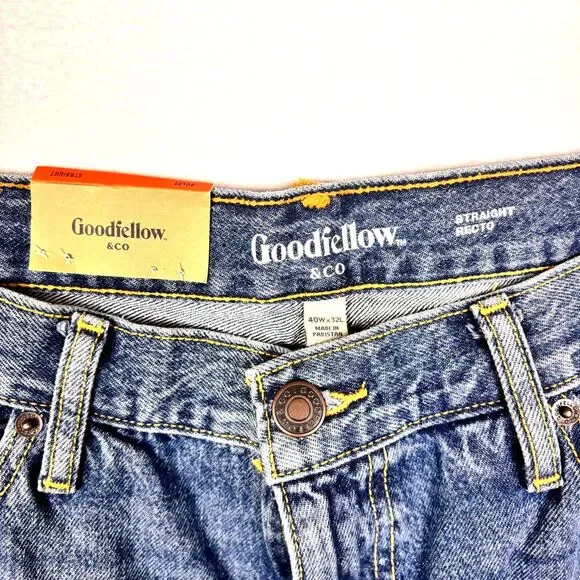 Goodfellow & Co Jeans Mens 40x32 Straight Recto Blue Denim Casual - Picture 7 of 10